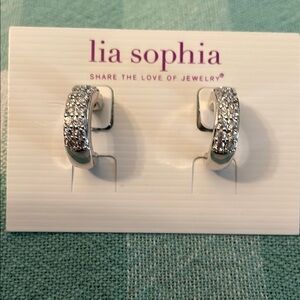 Lia Sophia Silver Crystal Hoop Earrings